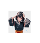 かっこかわいい黒和服女子スタンプ002（個別スタンプ：3）