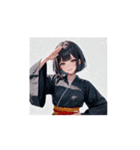 かっこかわいい黒和服女子スタンプ002（個別スタンプ：4）