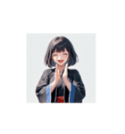 かっこかわいい黒和服女子スタンプ002（個別スタンプ：5）