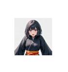 かっこかわいい黒和服女子スタンプ002（個別スタンプ：7）