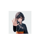 かっこかわいい黒和服女子スタンプ002（個別スタンプ：10）