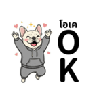 フレンチブルドックのタイ語と日本語会話（個別スタンプ：3）