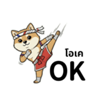 ムエタイ柴犬の日本語とタイ語で日常会話（個別スタンプ：5）