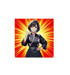 クール和装ガールのリアクションスタンプ02（個別スタンプ：2）