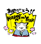 ねこねこ【冬～春】筆文字（個別スタンプ：34）