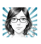 メガネ女子の漫画風スタンプ（個別スタンプ：8）