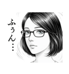 メガネ女子の漫画風スタンプ（個別スタンプ：9）