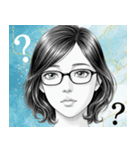 メガネ女子の漫画風スタンプ（個別スタンプ：16）