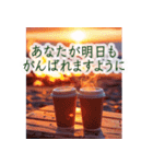 背景に炎が揺れる黄昏どき-ランタン焚き火-（個別スタンプ：15）