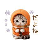 飛び出す スコティッシュ猫 可愛いみかん服（個別スタンプ：16）