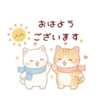 ずっと使える♡やさしい白猫トラ猫 冬（個別スタンプ：1）