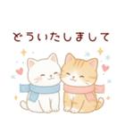 ずっと使える♡やさしい白猫トラ猫 冬（個別スタンプ：10）