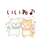 ずっと使える♡やさしい白猫トラ猫 冬（個別スタンプ：23）