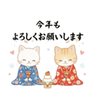 ずっと使える♡やさしい白猫トラ猫 冬（個別スタンプ：40）