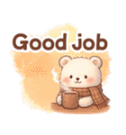 ずっと使える♡やさしいくまさん日常英語冬（個別スタンプ：1）