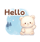 ずっと使える♡やさしいくまさん日常英語冬（個別スタンプ：9）