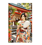 謹賀新年！着物美人の敬語スタンプ！修正版（個別スタンプ：18）