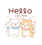 使える♡英語と日本語しろねこ・とらねこ冬（個別スタンプ：2）