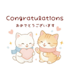 使える♡英語と日本語しろねこ・とらねこ冬（個別スタンプ：6）