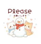使える♡英語と日本語しろねこ・とらねこ冬（個別スタンプ：9）