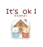使える♡英語と日本語しろねこ・とらねこ冬（個別スタンプ：16）