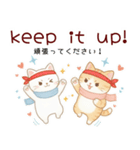 使える♡英語と日本語しろねこ・とらねこ冬（個別スタンプ：22）