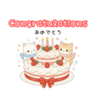 使える♡英語と日本語しろねこ・とらねこ冬（個別スタンプ：35）