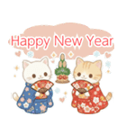 使える♡英語と日本語しろねこ・とらねこ冬（個別スタンプ：37）