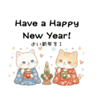 使える♡英語と日本語しろねこ・とらねこ冬（個別スタンプ：38）