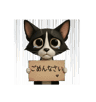 うるうる瞳の白黒ネコちゃん（個別スタンプ：16）