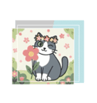 北欧のハチワレ猫のカレンダー（個別スタンプ：4）