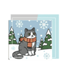 北欧のハチワレ猫のカレンダー（個別スタンプ：35）