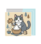 北欧のハチワレ猫のカレンダー（個別スタンプ：39）