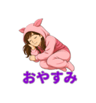 ピンク着ぐるみ女子の毎日使える40スタンプ（個別スタンプ：14）
