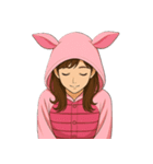 ピンク着ぐるみ女子の毎日使える40スタンプ（個別スタンプ：33）