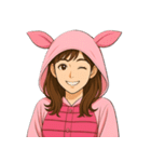 ピンク着ぐるみ女子の毎日使える40スタンプ（個別スタンプ：35）