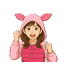 ピンク着ぐるみ女子の毎日使える40スタンプ（個別スタンプ：36）