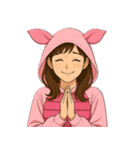 ピンク着ぐるみ女子の毎日使える40スタンプ（個別スタンプ：37）