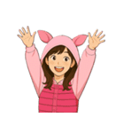 ピンク着ぐるみ女子の毎日使える40スタンプ（個別スタンプ：38）
