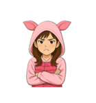 ピンク着ぐるみ女子の毎日使える40スタンプ（個別スタンプ：39）