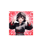 冬の着物ガール☆日常＆クリスマススタンプ（個別スタンプ：1）