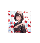 冬の着物ガール☆日常＆クリスマススタンプ（個別スタンプ：3）