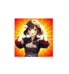 冬の着物ガール☆日常＆クリスマススタンプ（個別スタンプ：4）