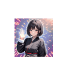 冬の着物ガール☆日常＆クリスマススタンプ（個別スタンプ：5）