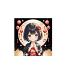 ランタン着物ガールの正月スタンプ（個別スタンプ：2）