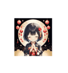 ランタン着物ガールの正月スタンプ（個別スタンプ：8）