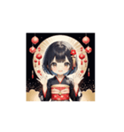 ランタン着物ガールの正月スタンプ（個別スタンプ：11）