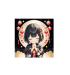 ランタン着物ガールの正月スタンプ（個別スタンプ：13）