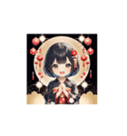 ランタン着物ガールの正月スタンプ（個別スタンプ：16）