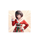 和風サンタガール☆クリスマススタンプ（個別スタンプ：1）